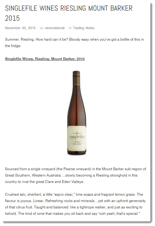 Singlefile Single Vineyard Mount Barker Riesling | Singlefile Wines