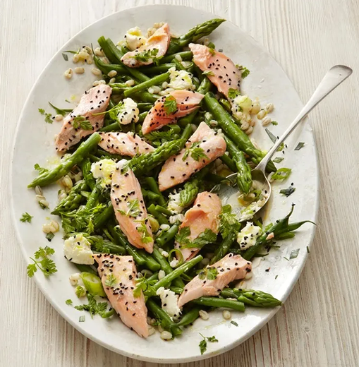 Poached Salmon Salad with French Beans & Barley